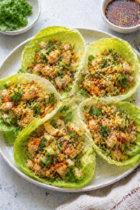 Chicken Lettuce Cups with Crunchy Veggies
