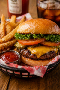 Classic Beef Burgers with Oven Fries