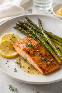 Garlic Butter Salmon with Asparagus
