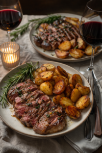 Garlic Butter Steak with Crispy Potatoes