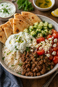 Greek Beef Pita Bowls
