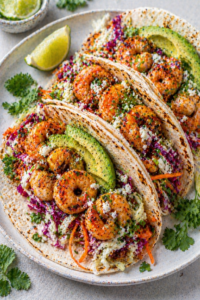Grilled Shrimp Tacos with Cabbage Slaw
