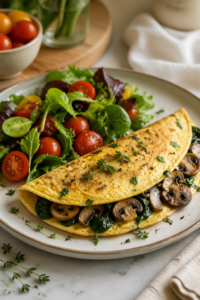 Mushroom Spinach Omelet Plate