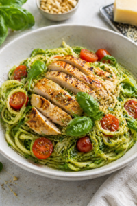 Pesto Zoodles with Grilled Chicken