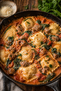 Sausage and Spinach Ravioli Skillet