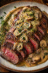Steak with Creamy Mushroom Sauce