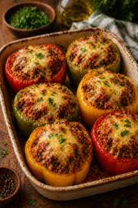 Stuffed Bell Peppers with Ground Beef
