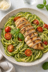 Zucchini Noodles with Pesto Chicken