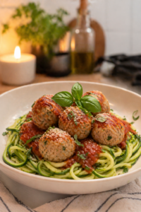 Zucchini Noodles with Turkey Meatballs