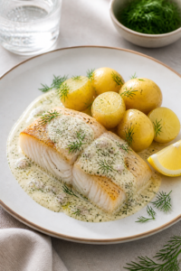 Baked Cod with Dill Sauce