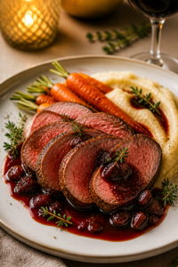 Beef Tenderloin with Red Wine Sauce