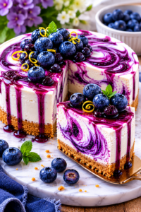 Blueberry Swirl No Bake Cheesecake