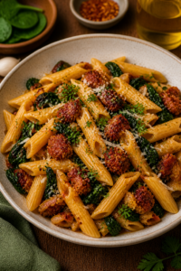 Chorizo and Spinach Pasta