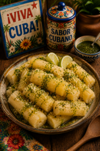 Cuban Yuca with Mojo Sauce