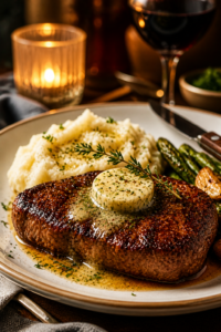 Garlic Butter Steak with Creamy Mash