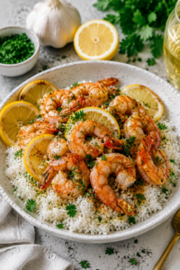 Garlic Lemon Shrimp with Rice