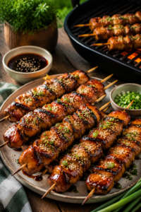 Grilled Teriyaki Chicken Skewers.