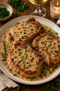 Herb Cream Pork Chops