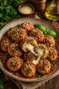 Mozzarella Stuffed Chicken Meatballs