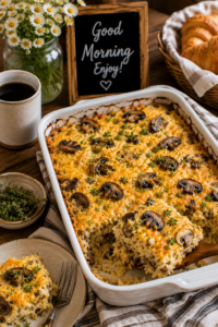 Mushroom Hashbrown Breakfast Casserole