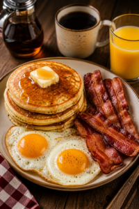 Pancakes with Eggs and Bacon
