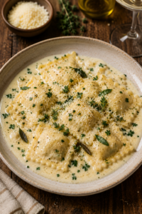 Ravioli with Cream Sauce
